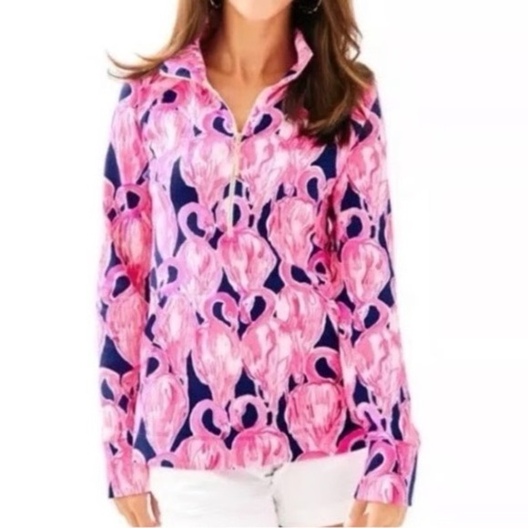 Lilly Pulitzer Zip up Jacket Skipper Popover Flamingo print Resortwear active - Picture 2 of 10
